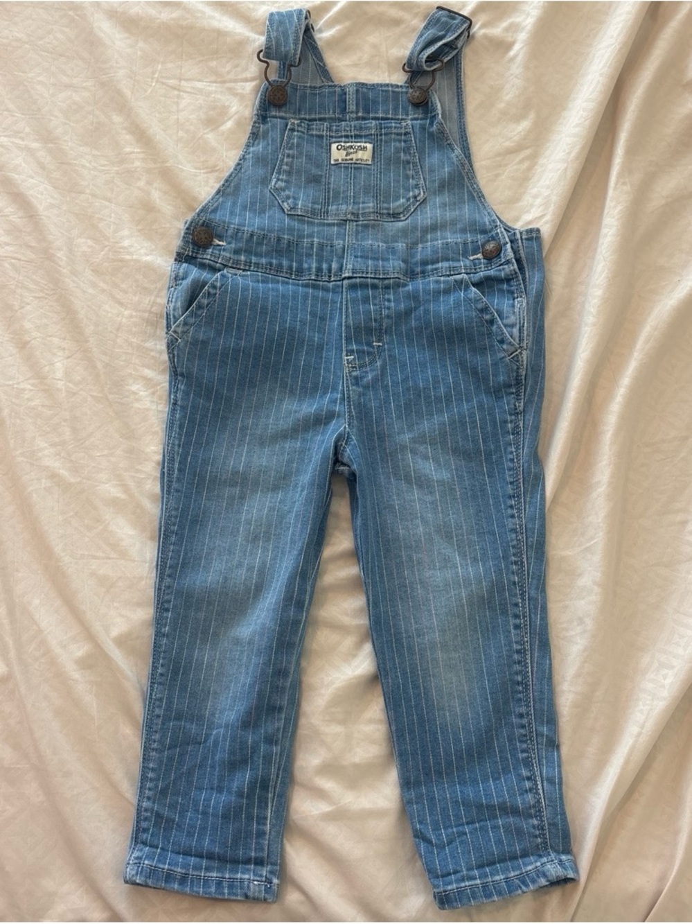 OshKosh B'gosh Light Blue Pinstripe Denim Overalls